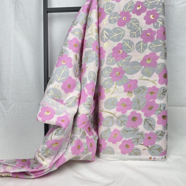 Musseline rosa Blumen hot foil – Bild 3