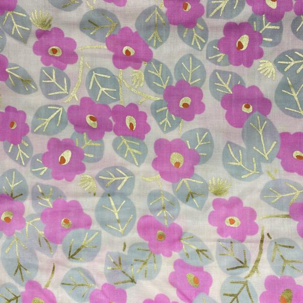 Musseline rosa Blumen hot foil – Bild 4