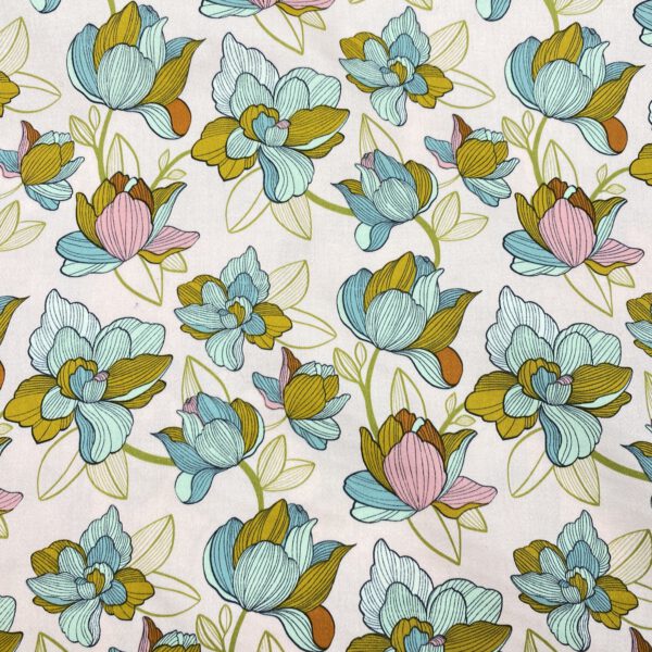 Baumwollstretch Blumen mint-puder – Bild 3