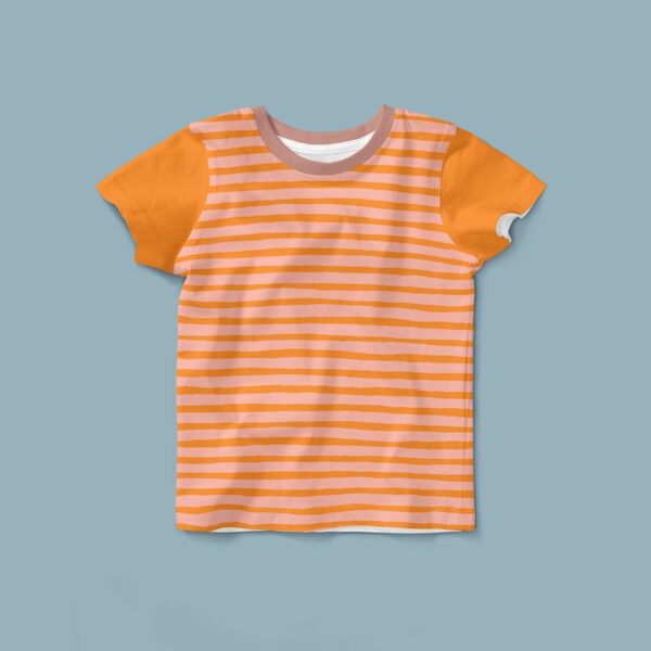 Streifen Orange-Pink-Organic French Terry