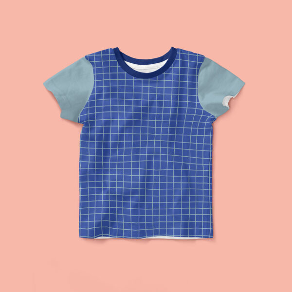 Grid Blue-Organic French Terry