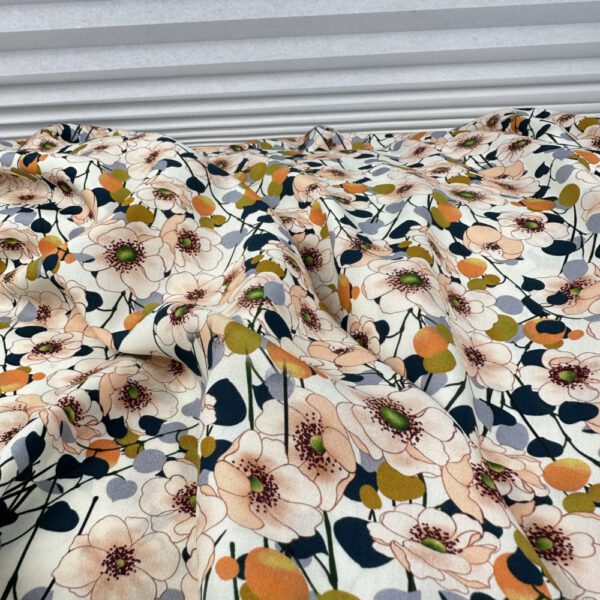 Viscose Digital Flowers Ecru – Bild 4