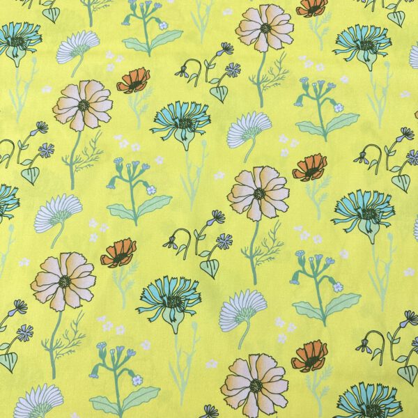 Baumwollstoff Blumen Gelb – Bild 5