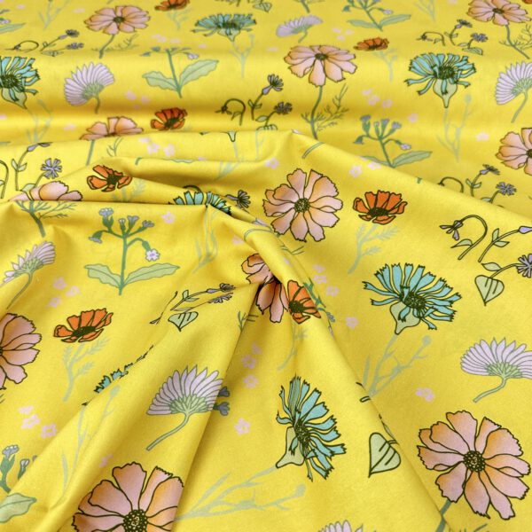 Baumwollstoff Blumen Gelb – Bild 4