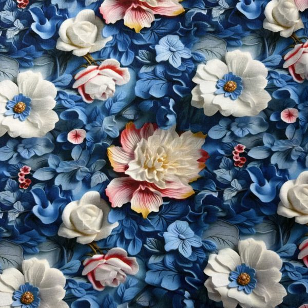 Viscosejersey 3D Flowers