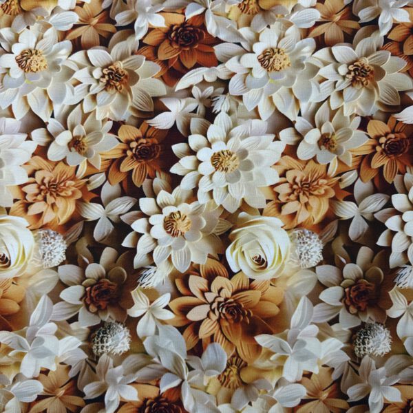 Viscosejersey 3D Flowers yellow