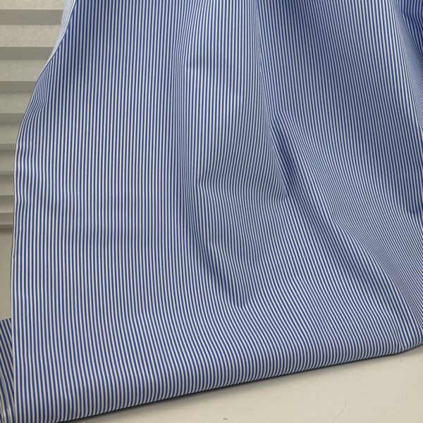 Bio Baumwollstoff Streifen blau/weiß – GOTS zertifiziert, Hemdenstoff – Bild 4