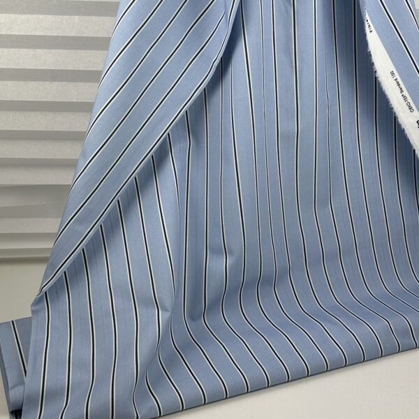 Bio Baumwollstoff Streifen hellblau – GOTS zertifiziert, eleganter Hemdenstoff – Bild 6