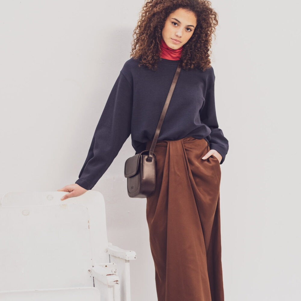 Lyocell Satin Braun – Bild 6