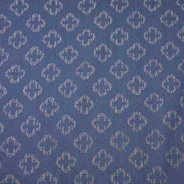 Floraler Denim  Vintage-Look – Blumen-Jeansstoff in Blau