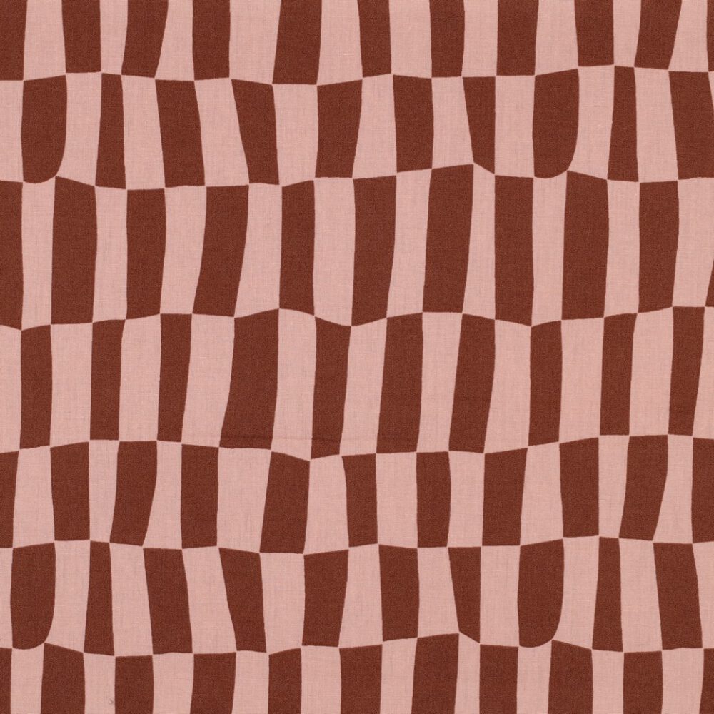 Baumwollstoff im skandinavischen Design – Wavy Check Rosa/Braun – Bild 5